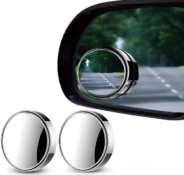 2 Pcs Car Round Mirror Original Glass Rear View Blind Spot Side Mirror Wide-angle 360 Lens