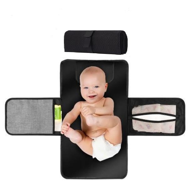 Baby Diaper Changing Mat 2 Pockets For Wipes And Pampers Waterproof Foldable Washable Sheet Portable Diaper Changing Pad – Each